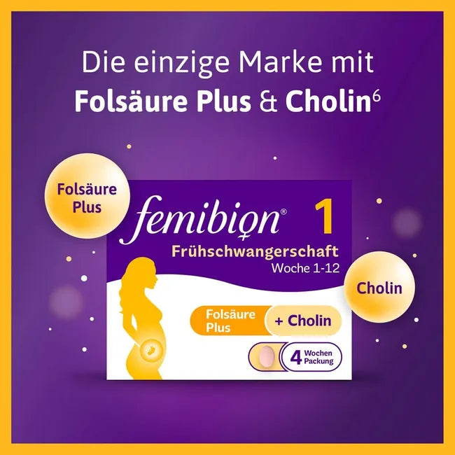 Femibion® 1 Frühschwangerschaft Nahrungsergänzung فيميبيون مكمل غذائي للحمل المبكر 56 قطعة